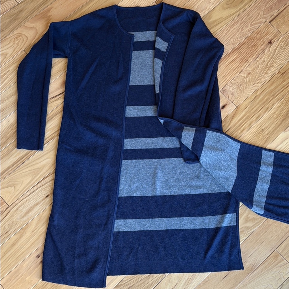 Blue and Gray Cardigan Sweaters with Long Sleeves